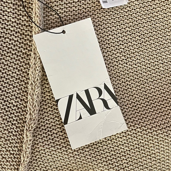 ZARA NWT Knit Wide Leg Pants Tan Camel Neutral Color Wide Hem Size Small - Picture 5 of 8